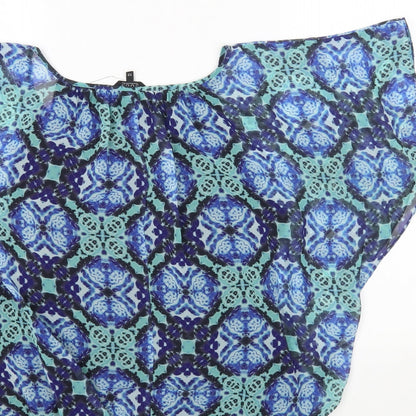 Monsoon Womens Multicoloured Geometric Polyester Basic T-Shirt Size 12 Off the Shoulder