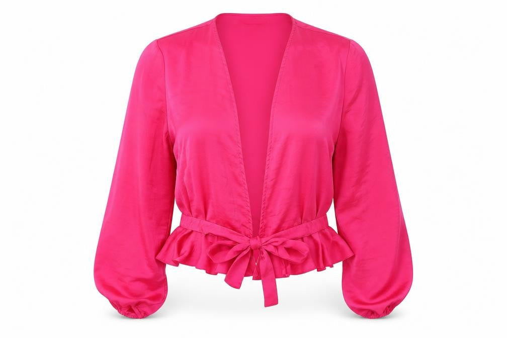 Topshop Womens Pink Polyester Cropped Blouse Size 8 V-Neck