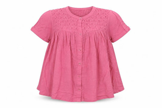 Marks and Spencer Womens Pink Viscose Basic Button-Up Size 8 Scoop Neck
