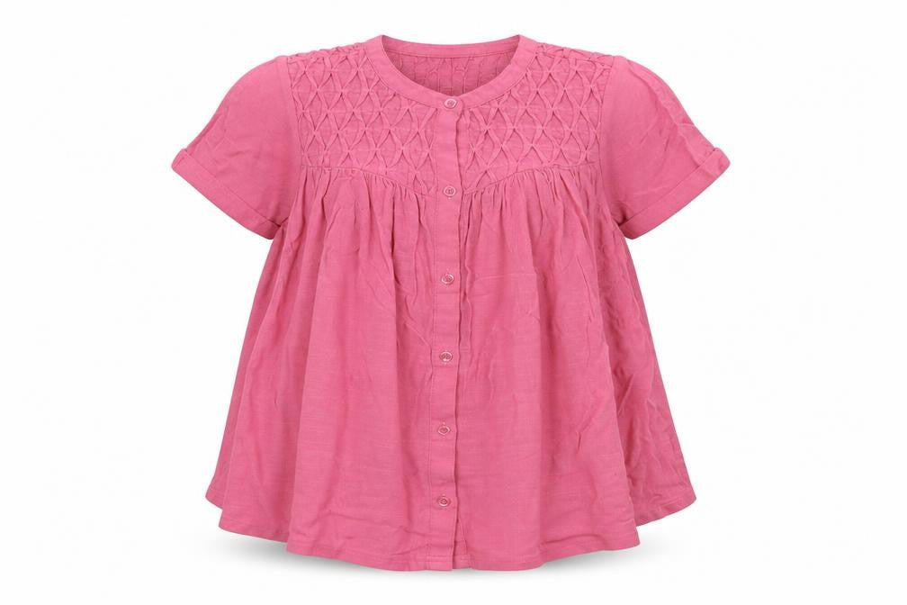 Marks & Spencer Womens Pink Viscose Basic Button-Up Size 8 Scoop Neck