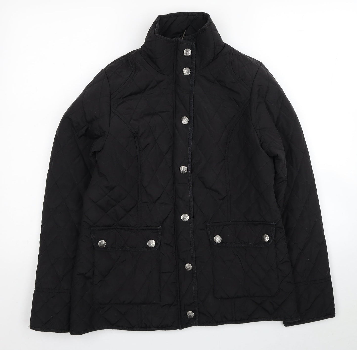DASH Womens Black Quilted Coat Size 12 Zip