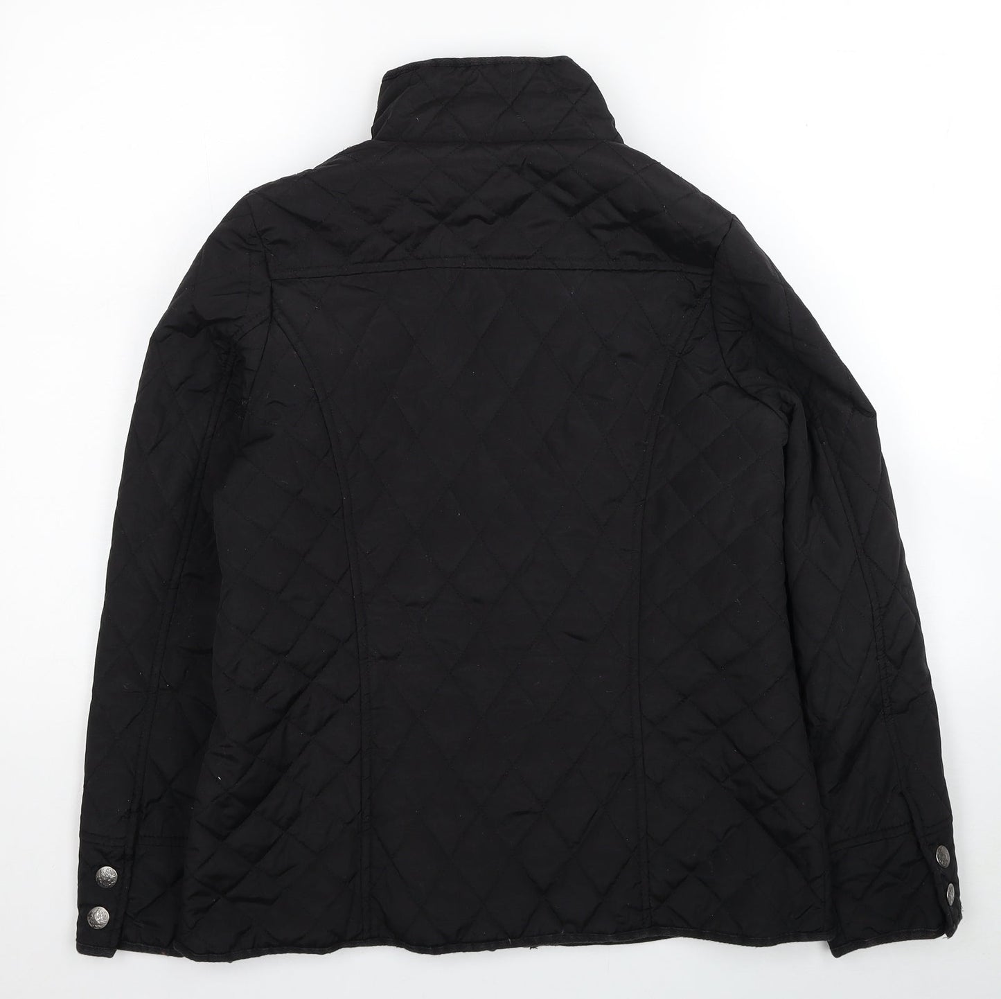 DASH Womens Black Quilted Coat Size 12 Zip