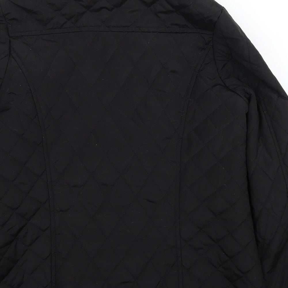 DASH Womens Black Quilted Coat Size 12 Zip