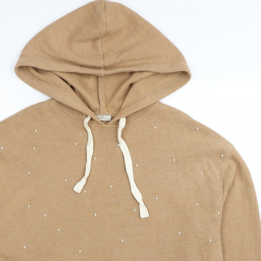 Zara Womens Brown Cotton Pullover Hoodie Size M Pullover