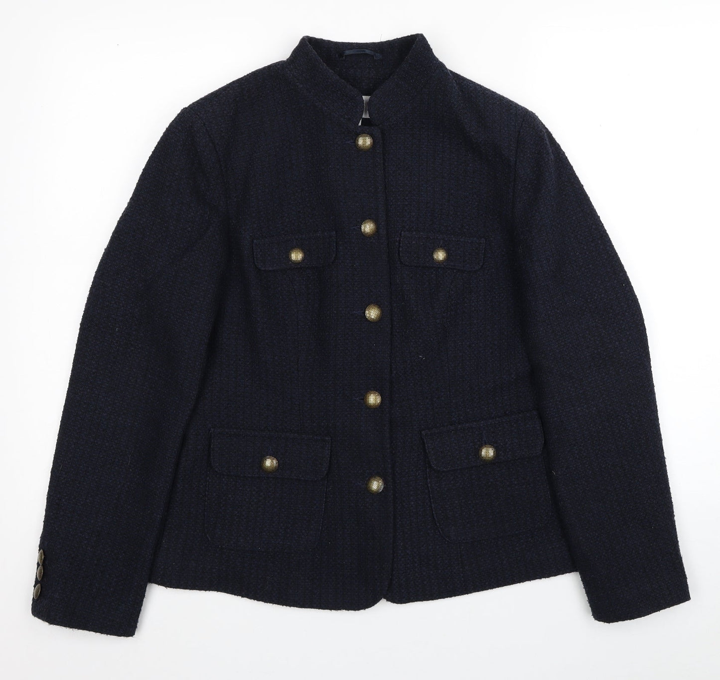 Per Una Womens Blue Pea Coat Coat Size 10 Button