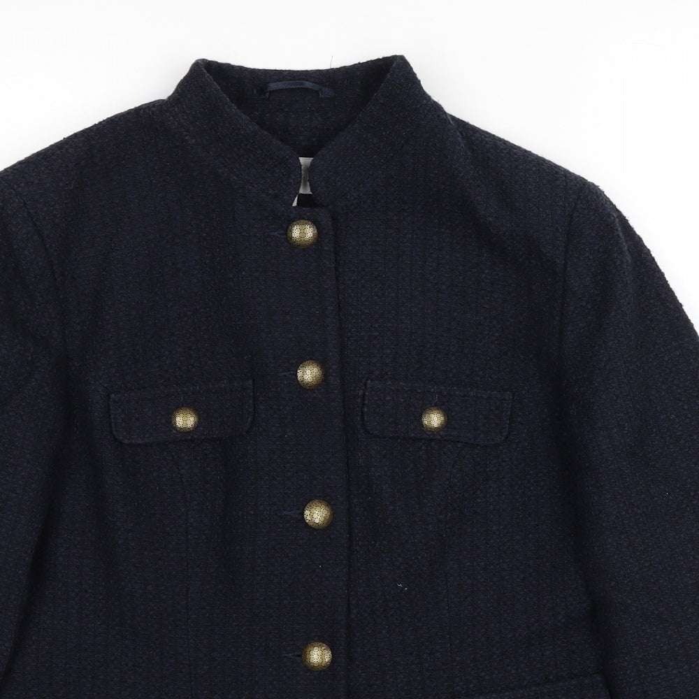 Per Una Womens Blue Pea Coat Coat Size 10 Button