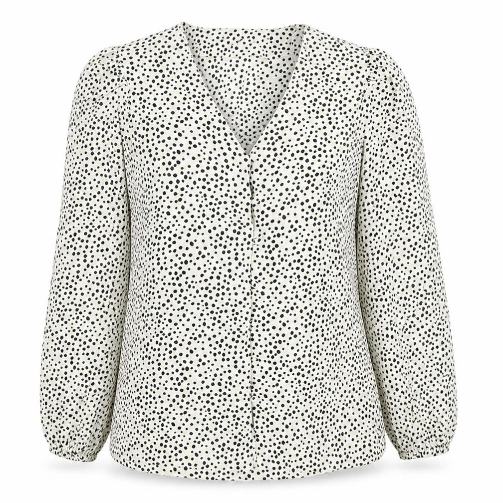 Marks & Spencer Womens Ivory Animal Print Viscose Basic Button-Up Size 14 V-Neck