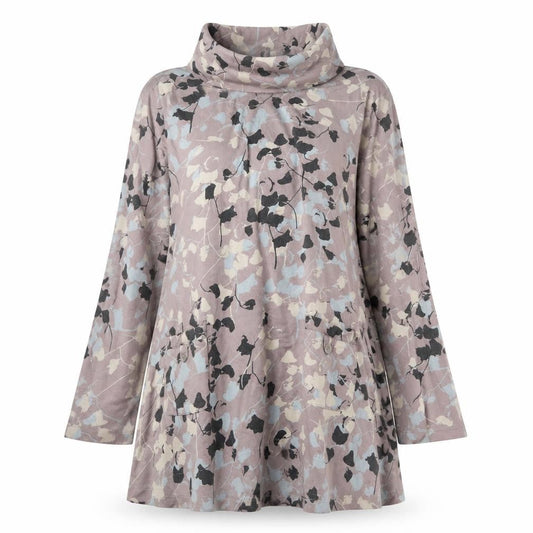 Adini Womens Purple Floral 100% Cotton Jumper Dress Size S Roll Neck Pullover