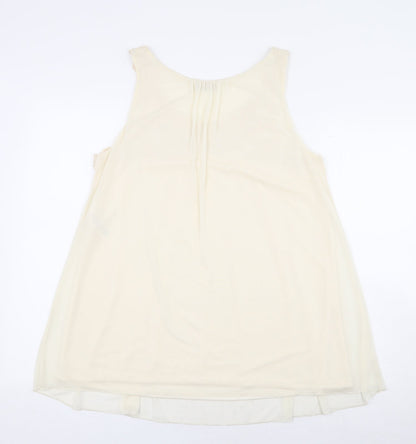 Miss Selfridge Womens White Polyester Basic Blouse Size 14 V-Neck - Cream