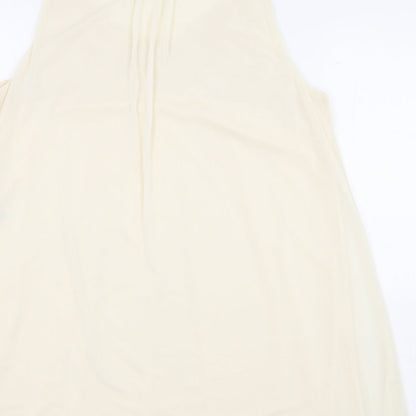 Miss Selfridge Womens White Polyester Basic Blouse Size 14 V-Neck - Cream