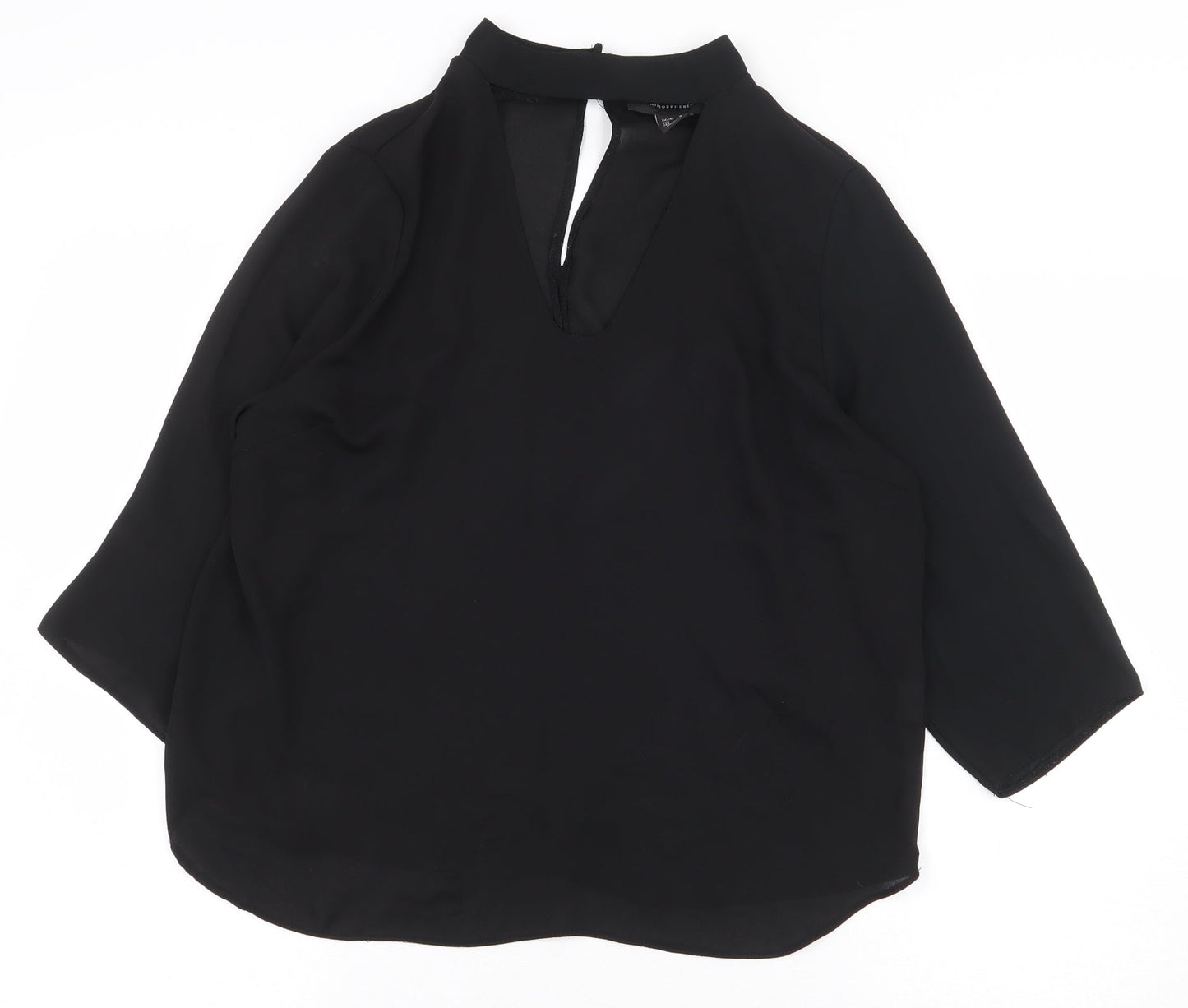Atmosphere Womens Black Polyester Basic Blouse Size 10 Mock Neck