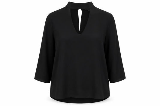 Atmosphere Womens Black Polyester Basic Blouse Size 10 Mock Neck
