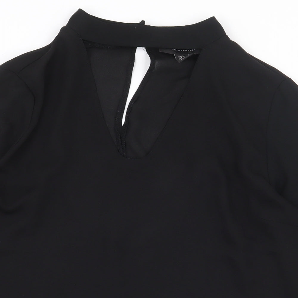 Atmosphere Womens Black Polyester Basic Blouse Size 10 Mock Neck