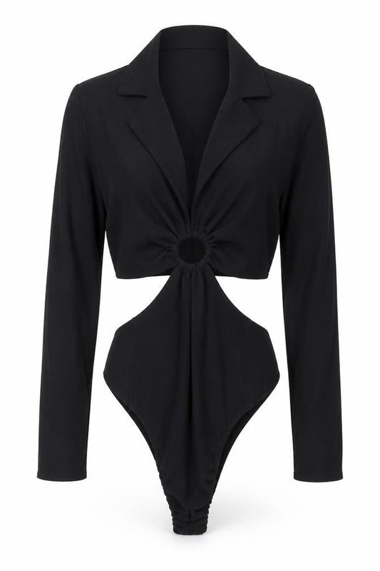 Zara Womens Black Polyester Bodysuit One-Piece Size S Snap