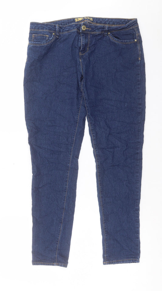 Denim & Co. Womens Blue Cotton Skinny Jeans Size 14 L30 in Regular Button