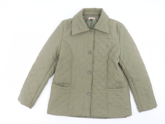 Dixie Womens Green Quilted Coat Size 16 Button