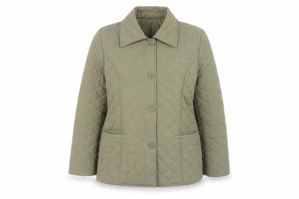 Dixie Womens Green Quilted Coat Size 16 Button