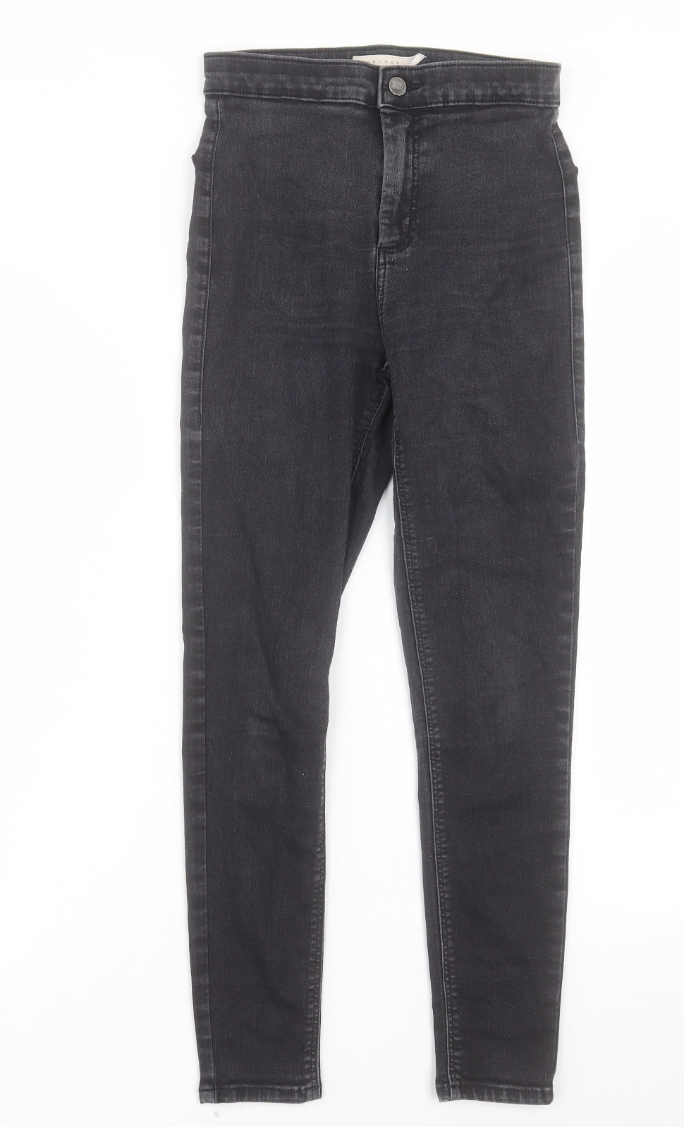 Topshop Womens Black Cotton Skinny Jeans Size 28 in L25 in Regular Button - To Fit 30