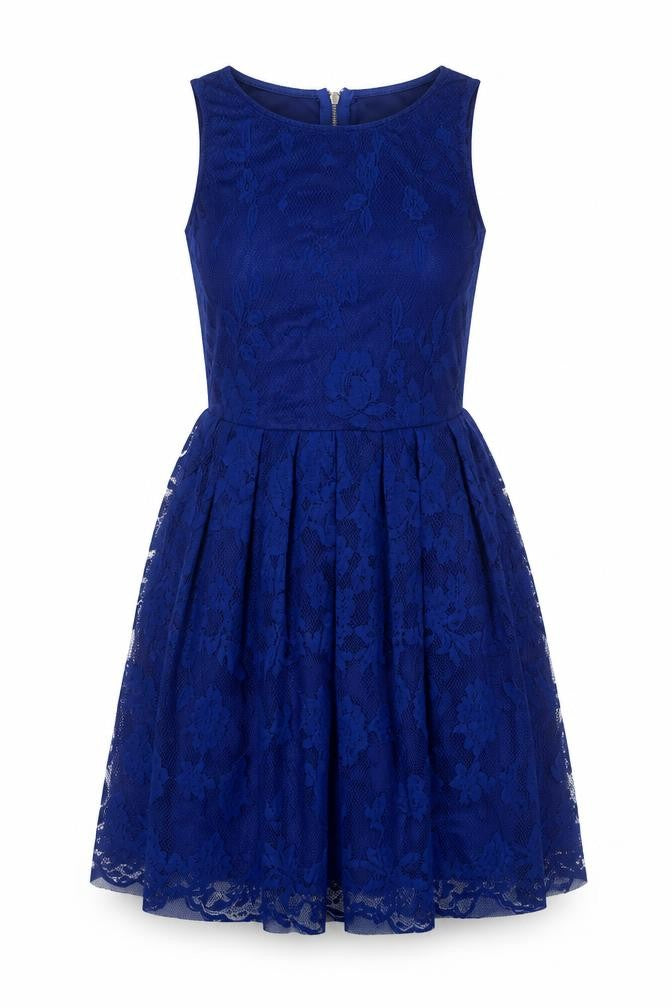 Oasis Womens Blue Polyester Fit & Flare Size XS Boat Neck Zip