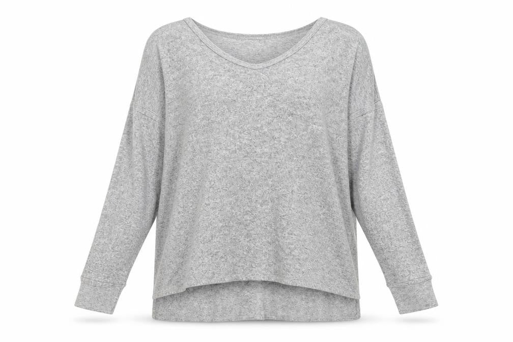 COIN 1804 Womens Grey V-Neck Polyester Pullover Jumper Size L
