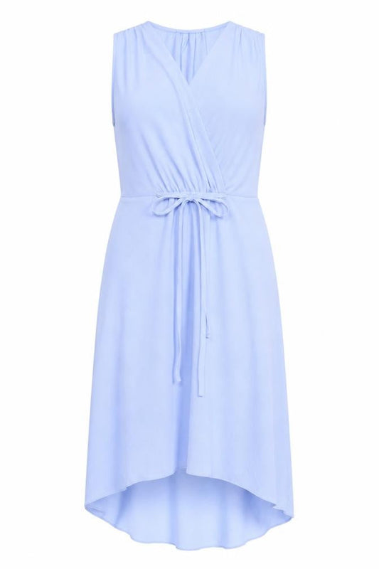 New Look Womens Blue Polyester Skater Dress Size 8 V-Neck Tie