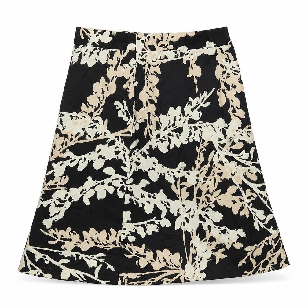 H&M Womens Beige Geometric Polyester A-Line Skirt Size 10 Tie