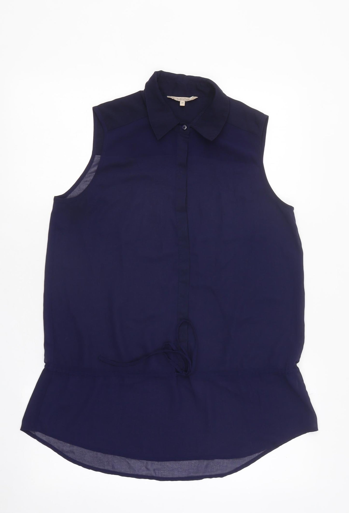 Rw&CO Womens Blue Polyester Basic Blouse Size S Collared