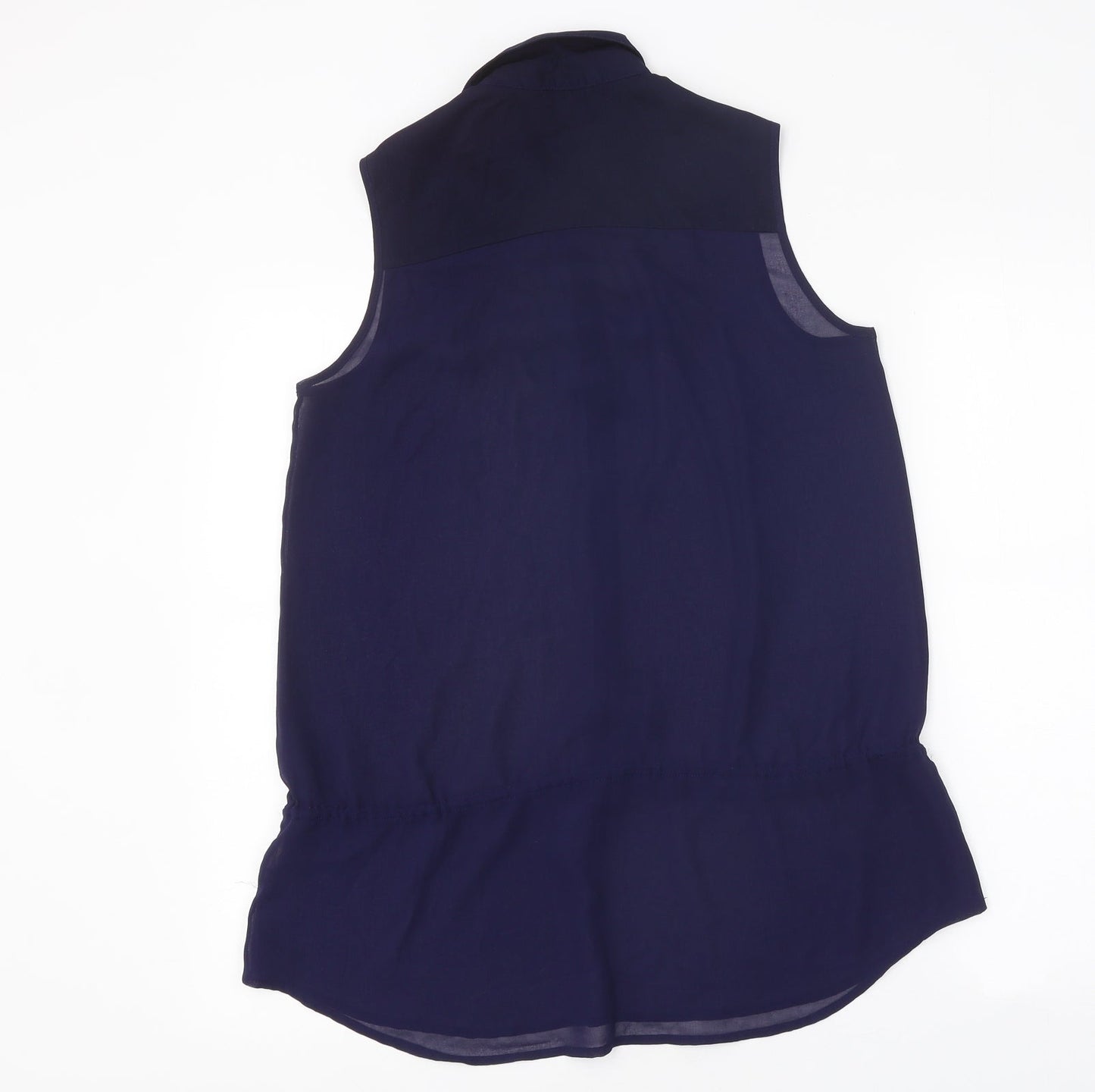 Rw&CO Womens Blue Polyester Basic Blouse Size S Collared