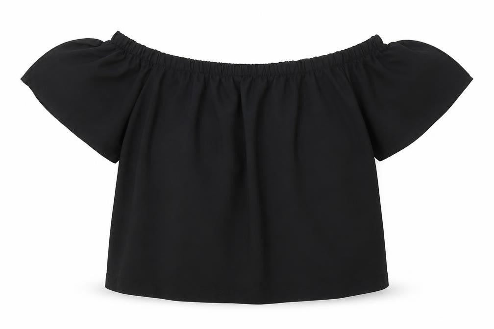 Atmosphere Womens Black Polyester Cropped Blouse Size 12 Off the Shoulder - Elasticated Collar