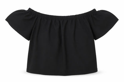 Atmosphere Womens Black Polyester Cropped Blouse Size 12 Off the Shoulder - Elasticated Collar