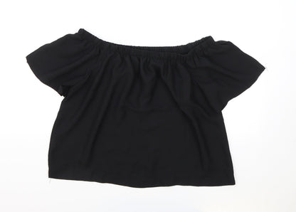 Atmosphere Womens Black Polyester Cropped Blouse Size 12 Off the Shoulder - Elasticated Collar