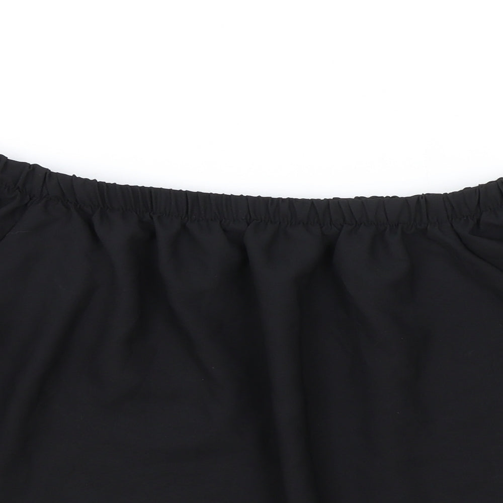 Atmosphere Womens Black Polyester Cropped Blouse Size 12 Off the Shoulder - Elasticated Collar