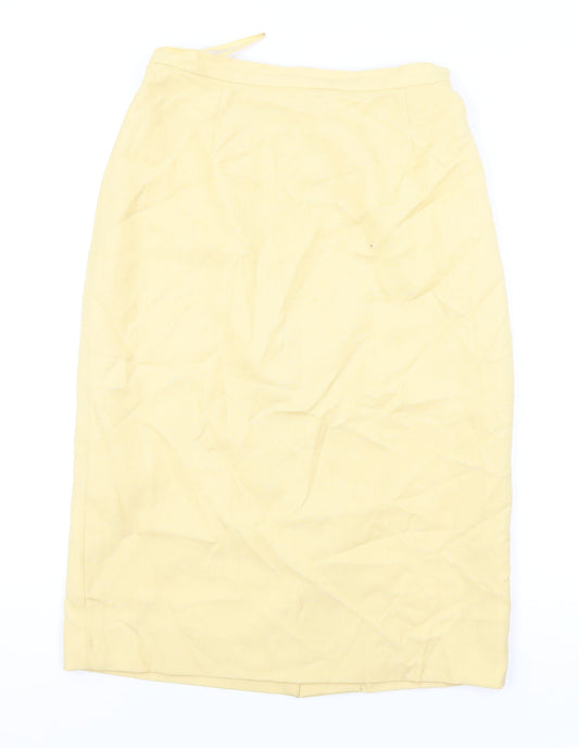 Medici Womens Yellow Viscose Straight & Pencil Skirt Size 14 Zip