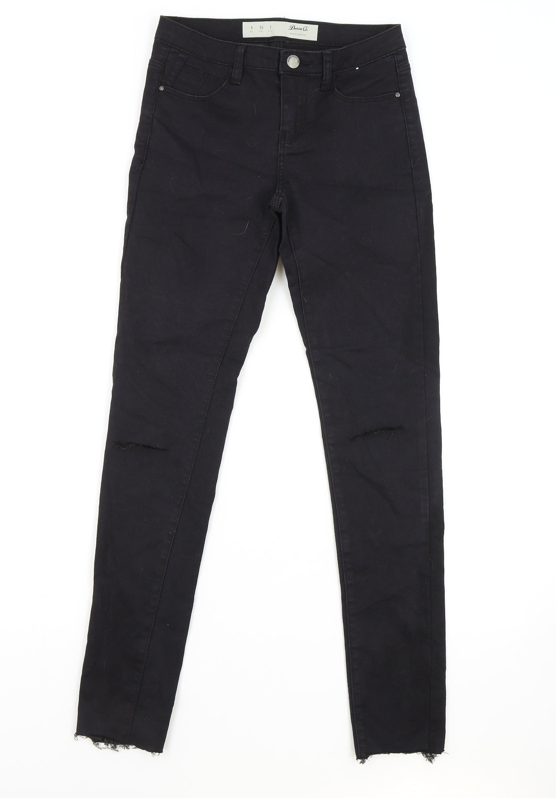 Primark Womens Black Cotton Skinny Jeans Size 6 L28 in Regular Zip