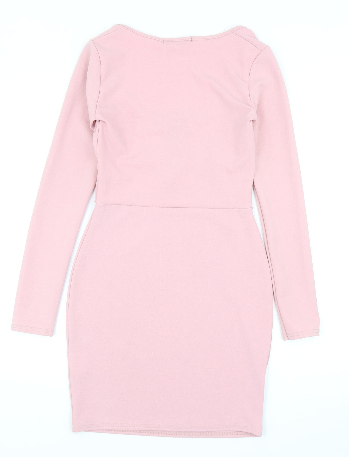 Misspap Womens Pink Polyester Bodycon Size 8 Scoop Neck Zip