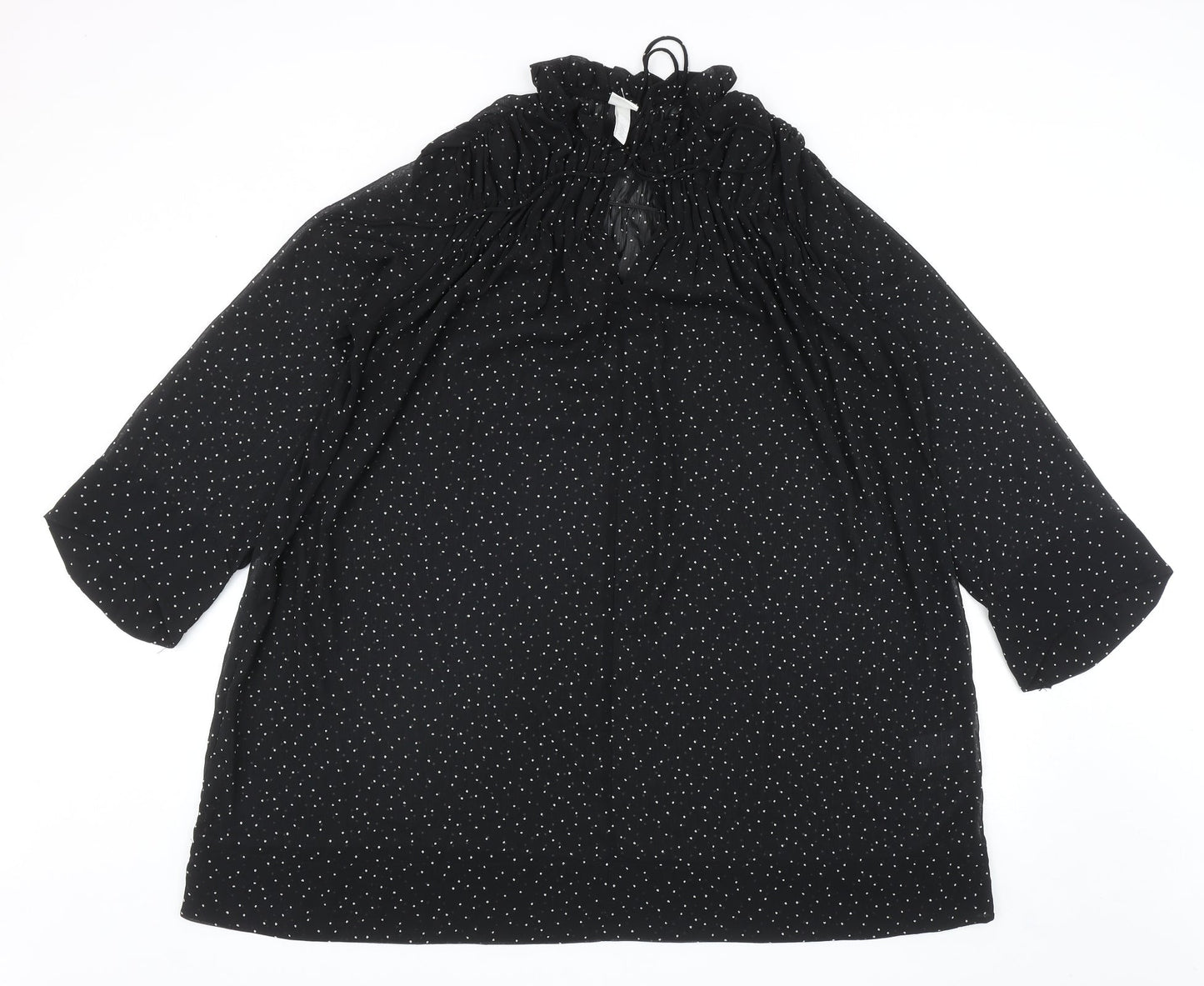 H&M Womens Black Polka Dot Polyester A-Line Size M Mock Neck Tie