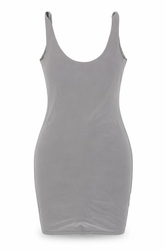 PRETTYLITTLETHING Womens Grey Viscose Mini Size 10 Scoop Neck Pullover