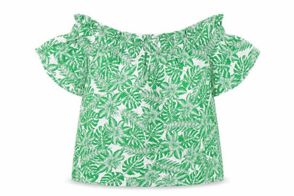 Atmosphere Womens Green Floral Viscose Basic Blouse Size 12 Off the Shoulder
