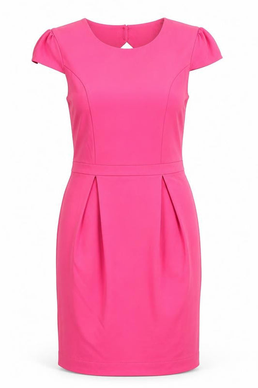 Oli Womens Pink Cotton Pencil Dress Size 8 Boat Neck Hook & Eye