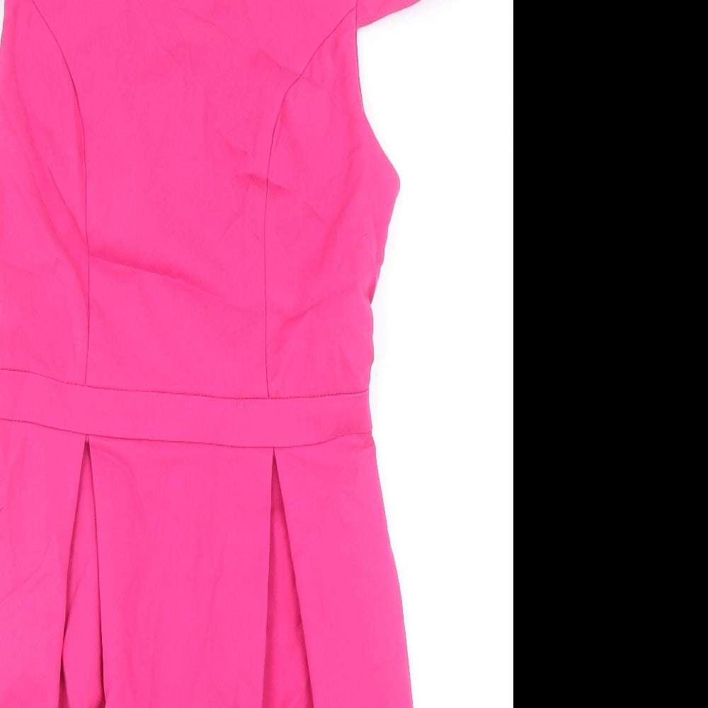 Oli Womens Pink Cotton Pencil Dress Size 8 Boat Neck Hook & Eye