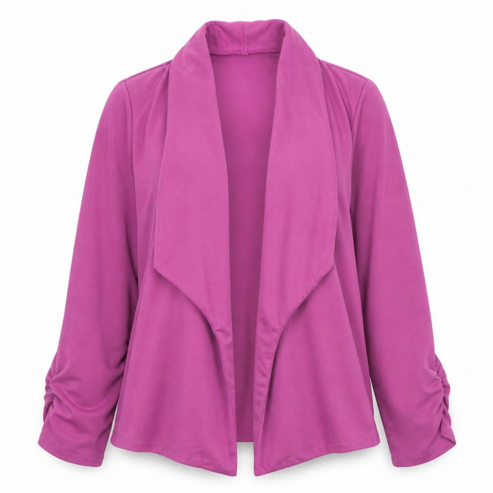 Preworn Womens Purple Jacket Blazer Size L - Ruched Sleeves