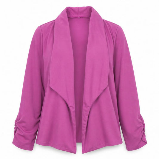 Preworn Womens Purple Jacket Blazer Size L - Ruched Sleeves