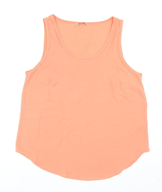 Marks and Spencer Womens Orange Polyester Basic Tank Size 16 Scoop Neck