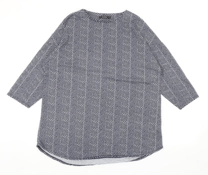 Dunnes Womens Blue Boat Neck Herringbone Polyester Pullover Jumper Size L