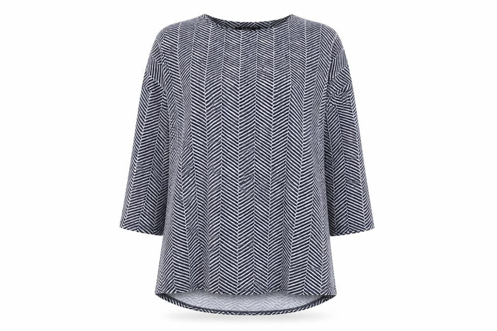 Dunnes Stores Womens Blue Boat Neck Herringbone Polyester Pullover Jumper Size L