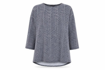 Dunnes Womens Blue Boat Neck Herringbone Polyester Pullover Jumper Size L