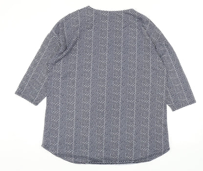 Dunnes Womens Blue Boat Neck Herringbone Polyester Pullover Jumper Size L