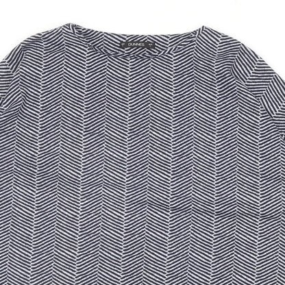 Dunnes Womens Blue Boat Neck Herringbone Polyester Pullover Jumper Size L
