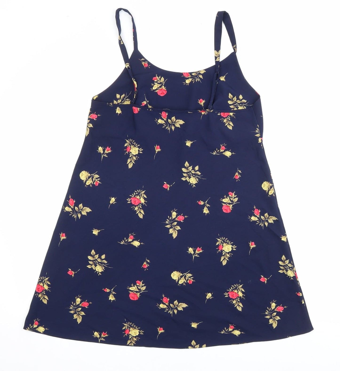 BHS Womens Black Floral Polyester Skater Dress Size 10 Round Neck Pullover