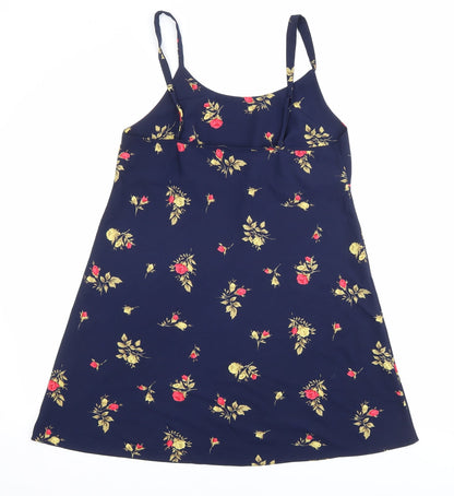 BHS Womens Black Floral Polyester Skater Dress Size 10 Round Neck Pullover